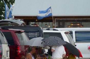 Picnic in Rain Blue Hills at Round Top