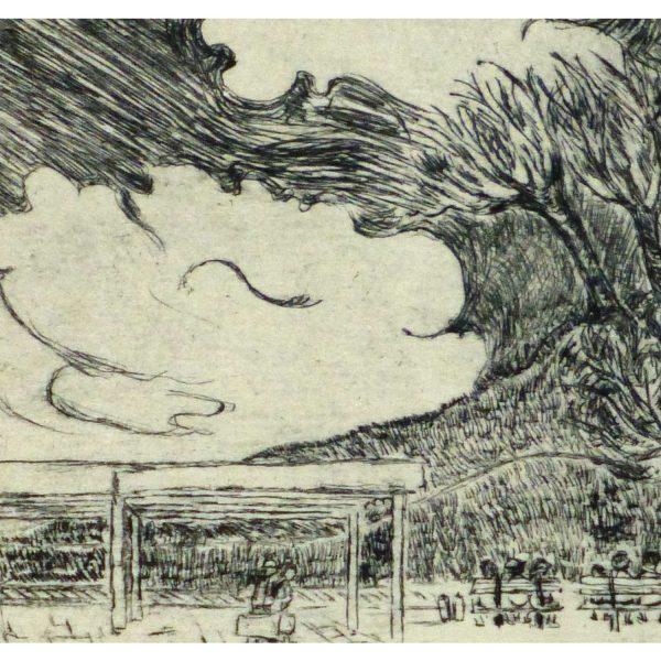 Vintage Etching City Park - detail - 9140m
