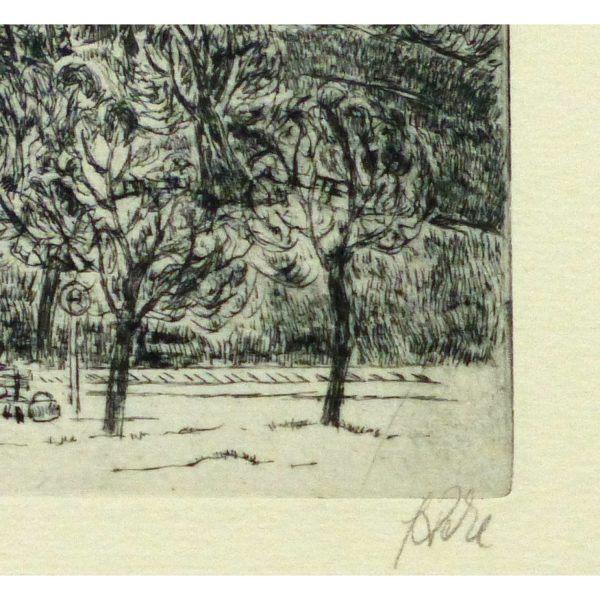 Vintage Etching City Park - signature detail - 9140m