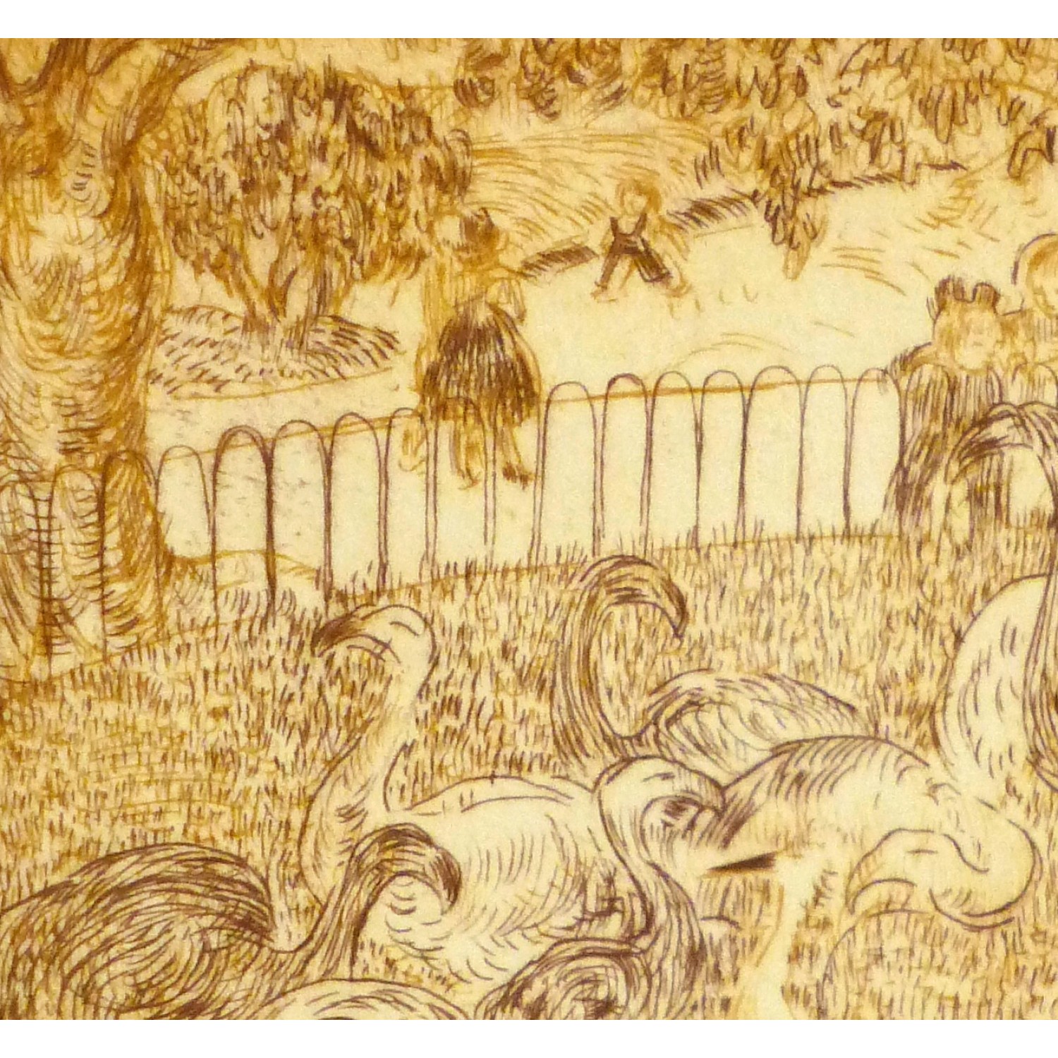 Aquatint Etching Flamingoes 9154m Aquatint Etching Flamingoes 9154m
