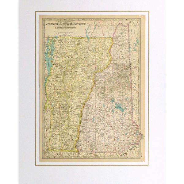 Antique Map Vermont and New Hampshire - matted - 9233m