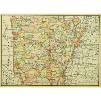 Original Antique Map Arkansas 9240m