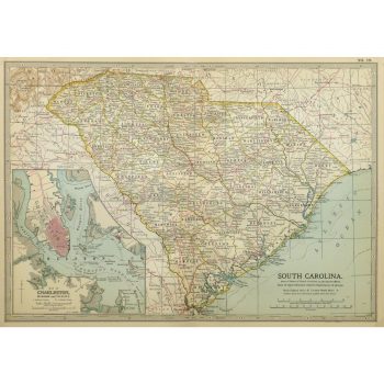 Original Antique Map South Carolina 9244m