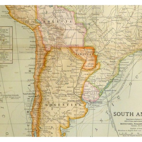 Antique Map South America 1902 - detail - 9245m