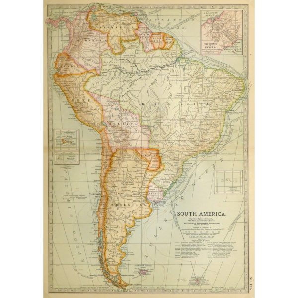 Antique Map South America 1902 9245m