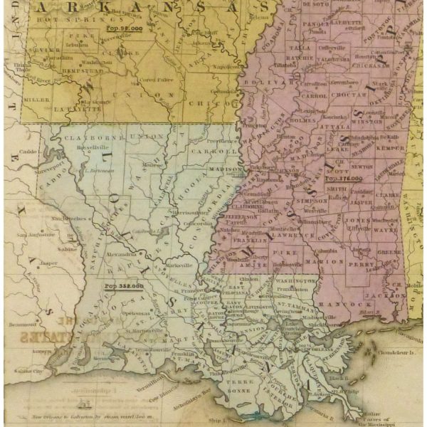 Antique Map Southern US States - detail - 9250m
