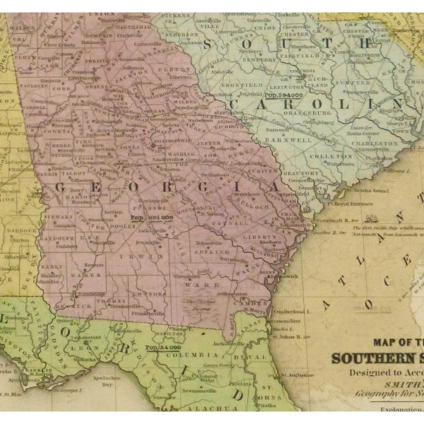 Antique Map Southern US States - detail - 9250m