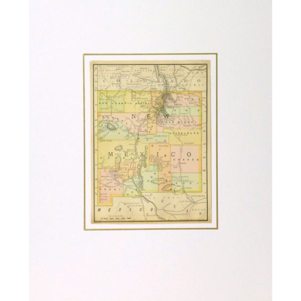 Original Antique Map New Mexico - matted - 9252m