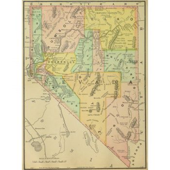 Original Antique Map of Nevada 9253m