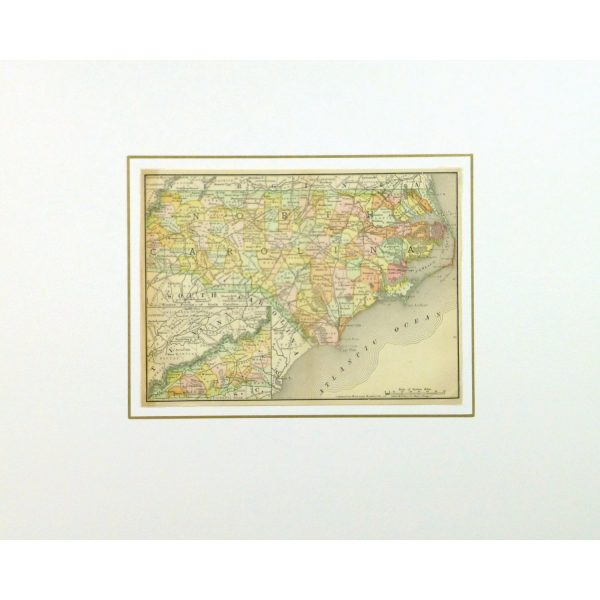 Original Antique Map North Carolina 9255m