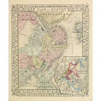 Original Antique Map Boston by Mitchell 9259m