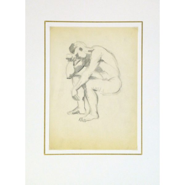 Vintage Pencil Drawing by Jean Ernst - matted - 9296