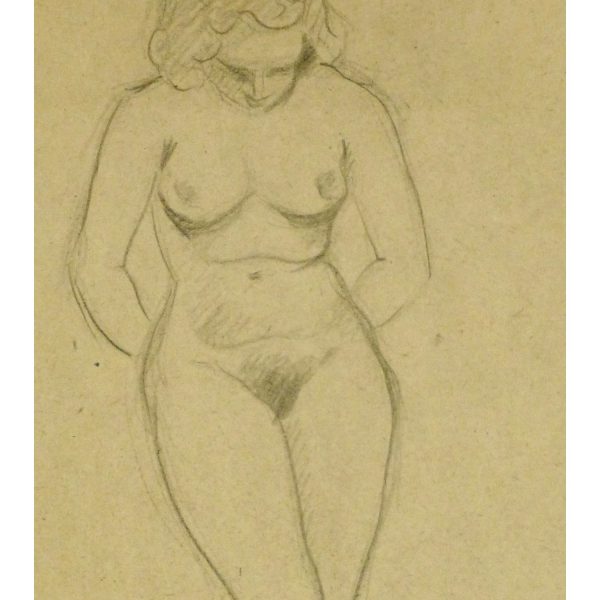 Vintage Pencil Drawing by Jean Ernst Nude Female - detail - 9300