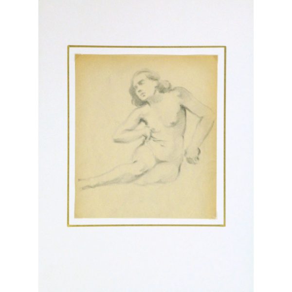 Vintage Pencil Drawing of Female Nude by Jean Ernst 9304