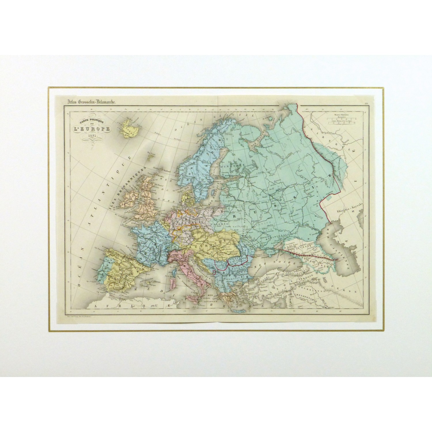 Original Antique Map Europe 1871 - matted - 9428m Original Antique Map Europe 1871 - matted - 9428m