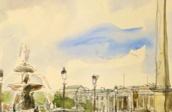 Watercolor of Place de la Concorde, Paris