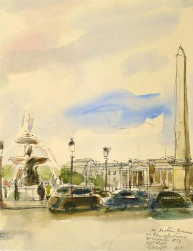 Watercolor of Place de la Concorde, Paris