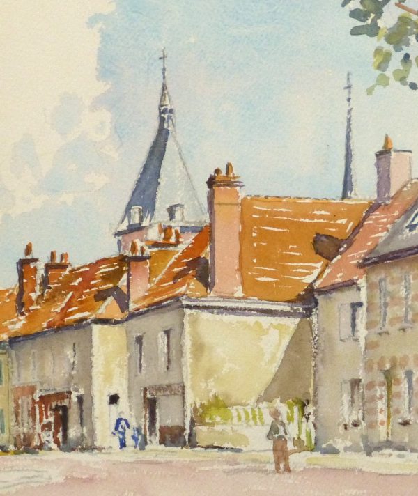 Watercolor Landscape - French Country Village - detail 2-10105M