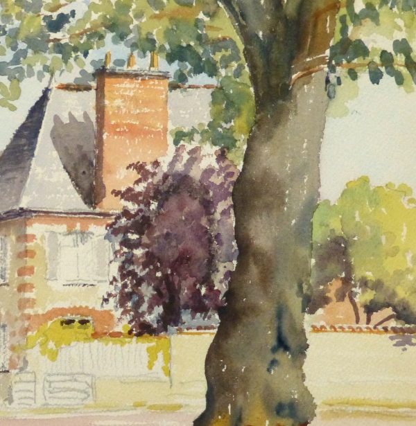 Watercolor Landscape - French Country Village - detail-10105M