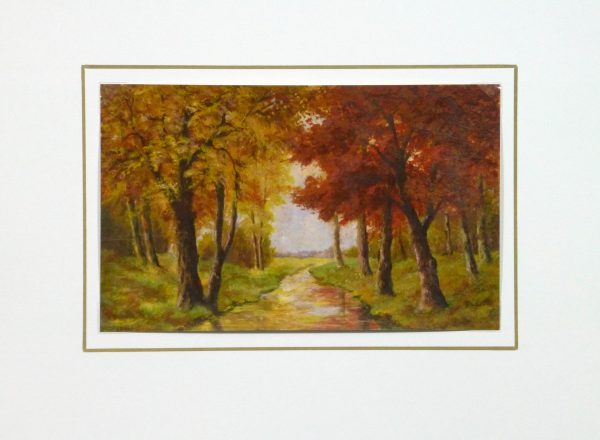 Oil Landscape - Autumn River-matted-10113M