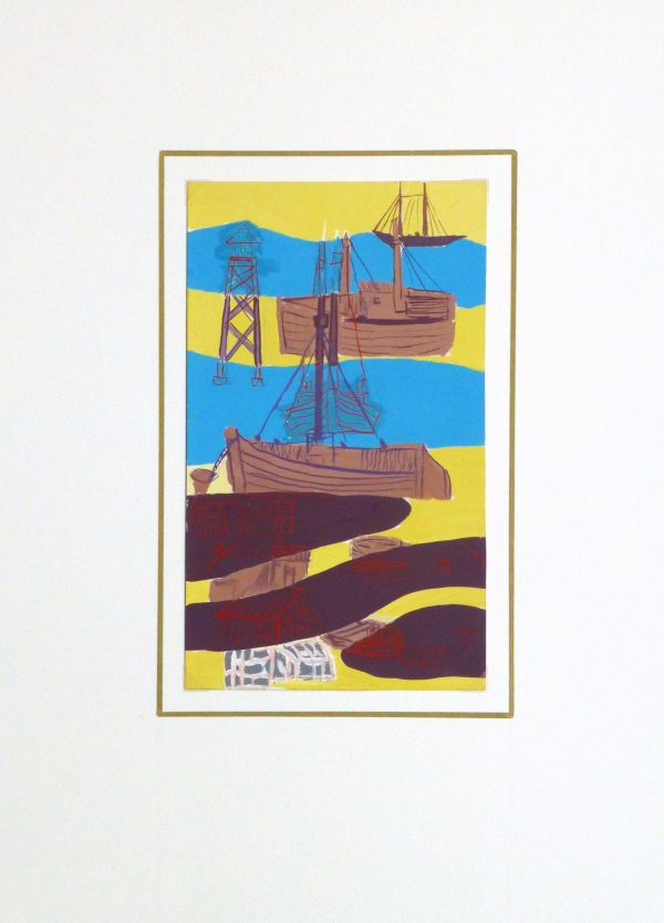 Abstract Gouache - Shipyard-matted-10121M
