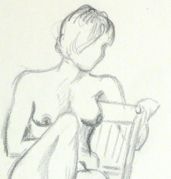 Charcoal Drawing - Seated Female Nude-detail 2-10154M