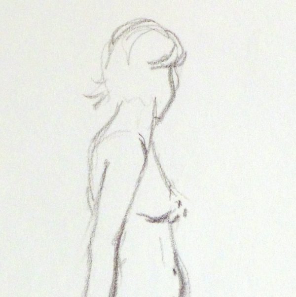 Charcoal Drawing - Nude Female in Profile-detail 2-10156M