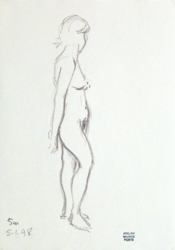 Charcoal Drawing - Nude Female in Profile-main-10156M