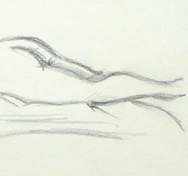 Charcoal Drawing - Relaxed Female Nude-detail 2-10157M