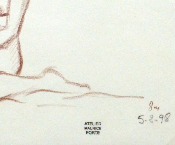 Charcoal Drawing - Sitting Female Nude-detail-10160M