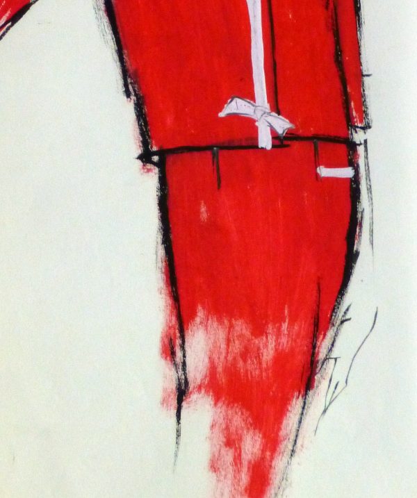 Gouache Fashion Sketch- Balmain Red Dress Suit-detail-10191M
