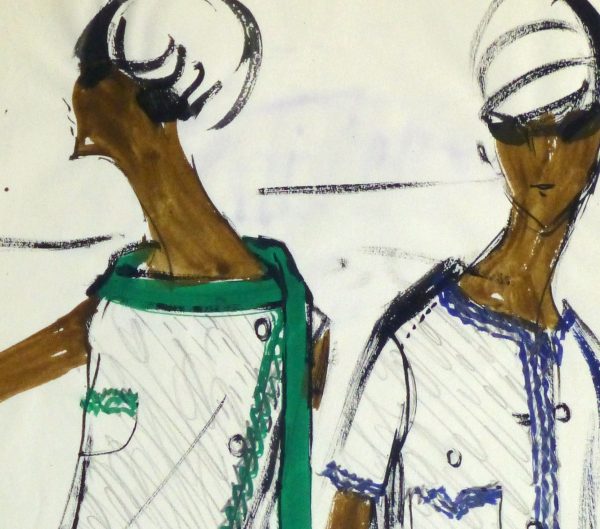 Gouache Fashion Sketch - Balmain Trimmed Blouses-detail-10202M