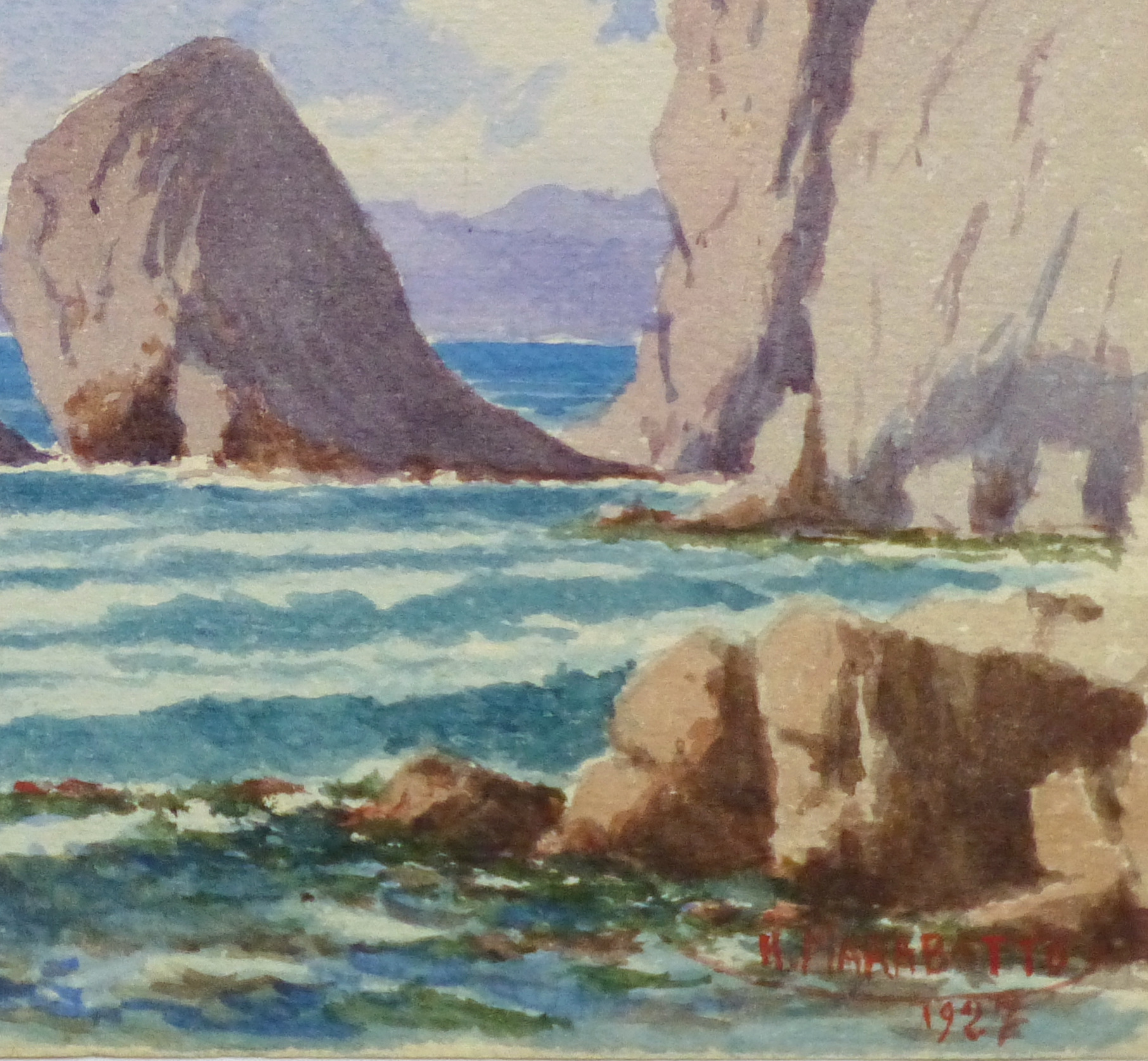 Watercolor Seascape - Rocky Shore-detail-10236M Watercolor Seascape - Rocky Shore-detail-10236M
