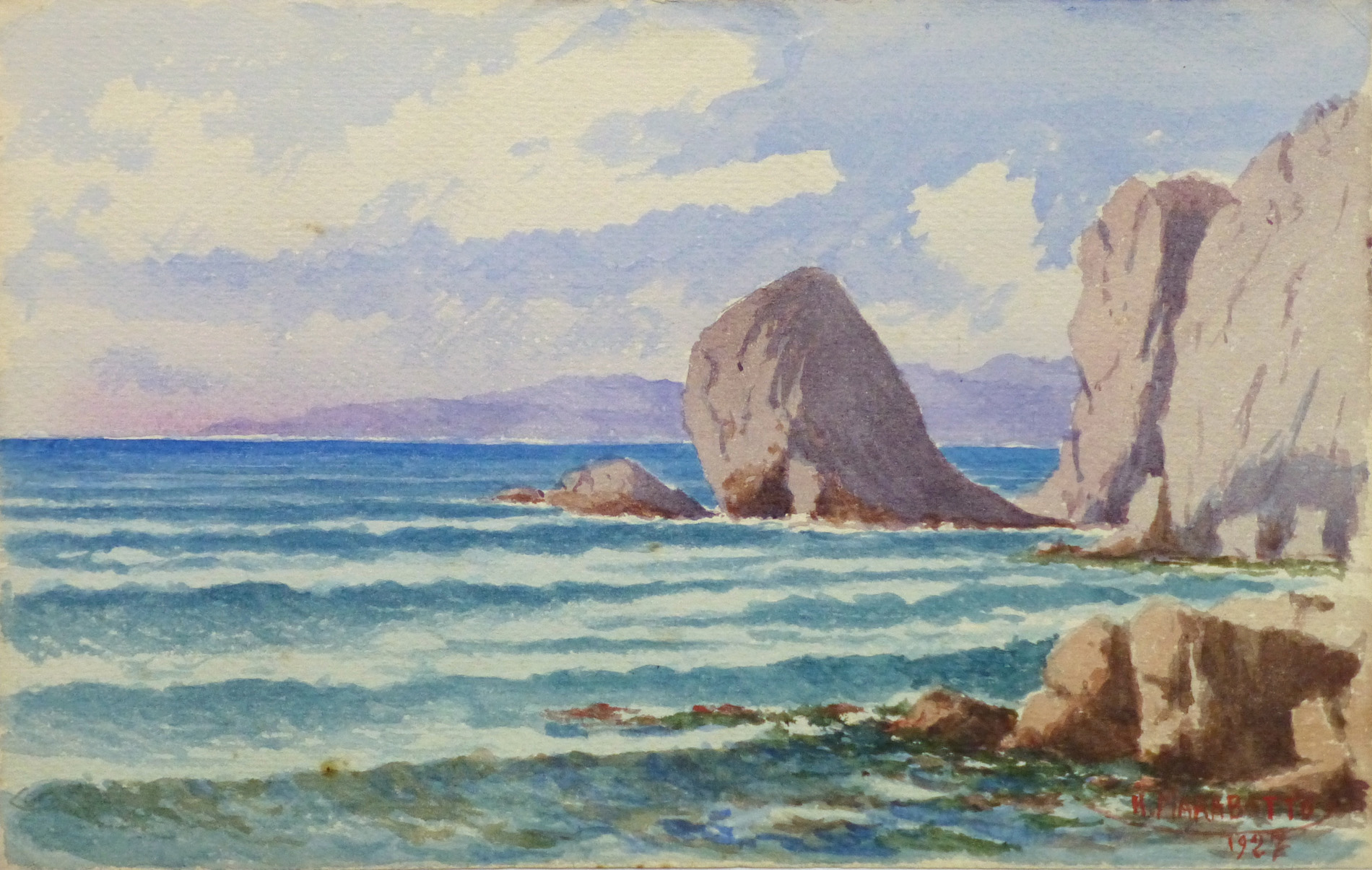 Watercolor Seascape - Rocky Shore-main-10236M Watercolor Seascape - Rocky Shore-main-10236M