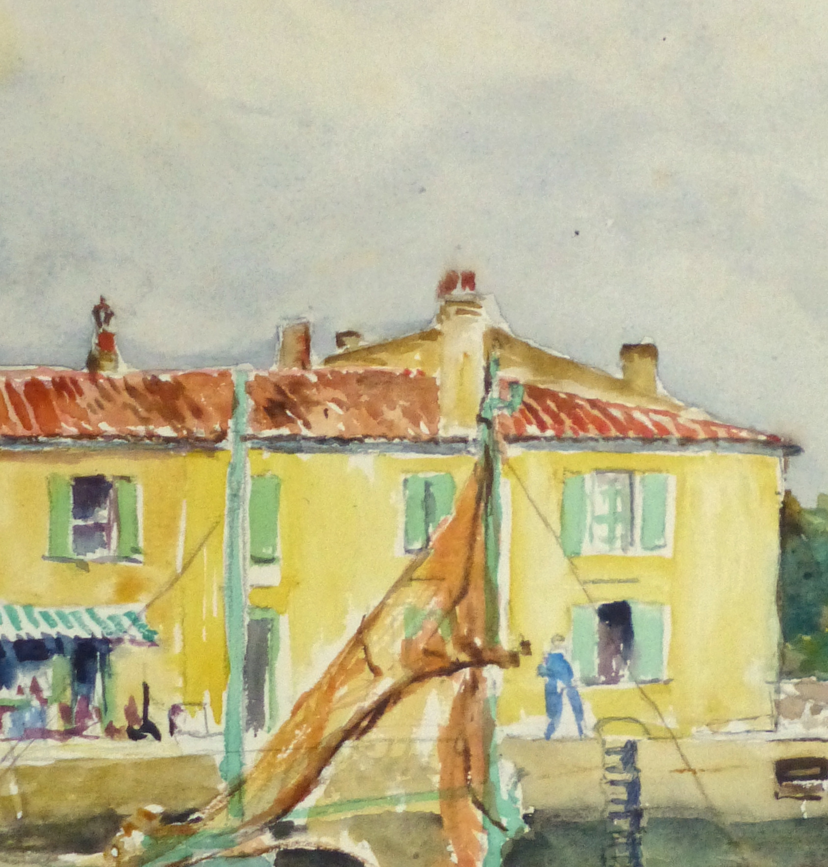 Watercolor Seascape - Bright Harbor-detail 2-10243M Watercolor Seascape - Bright Harbor-detail 2-10243M