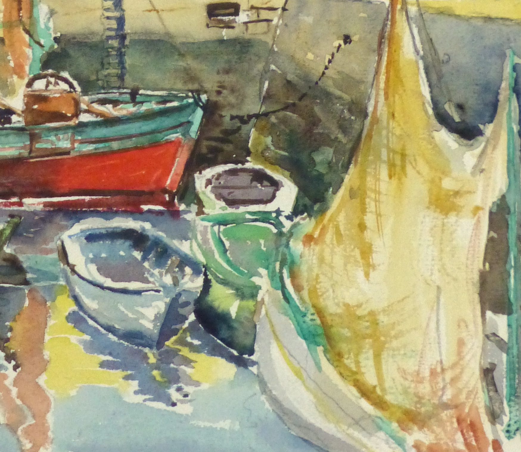 Watercolor Seascape - Bright Harbor-detail-10243M Watercolor Seascape - Bright Harbor-detail-10243M