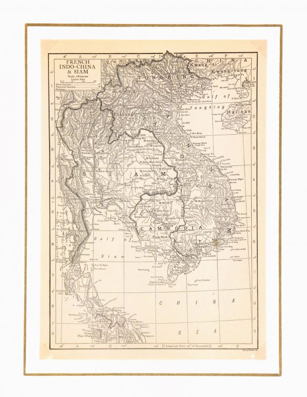 Map- Thailand & Vietnam, 1910-matted-7702K