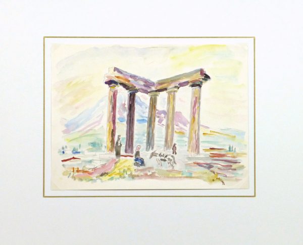 Watercolor Landscape - Temple of Apollo-matted-9167K