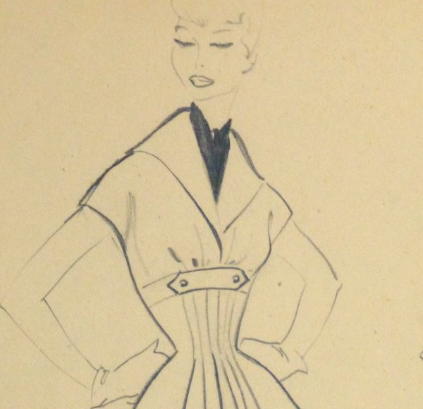 Pencil Fashion Sketch- Hendlin Casual Dress, 1957-detail 2-10356M