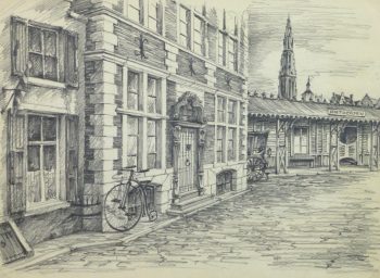 Pencil Drawing - Antwerp, circa 1950-main-10362M