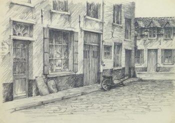 Pencil Drawing - City Shops, circa 1950-main-10363M