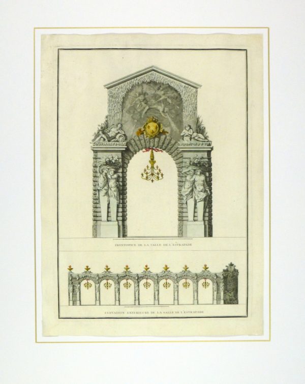 Paris City Decor Engraving, 1745-matted-10370M