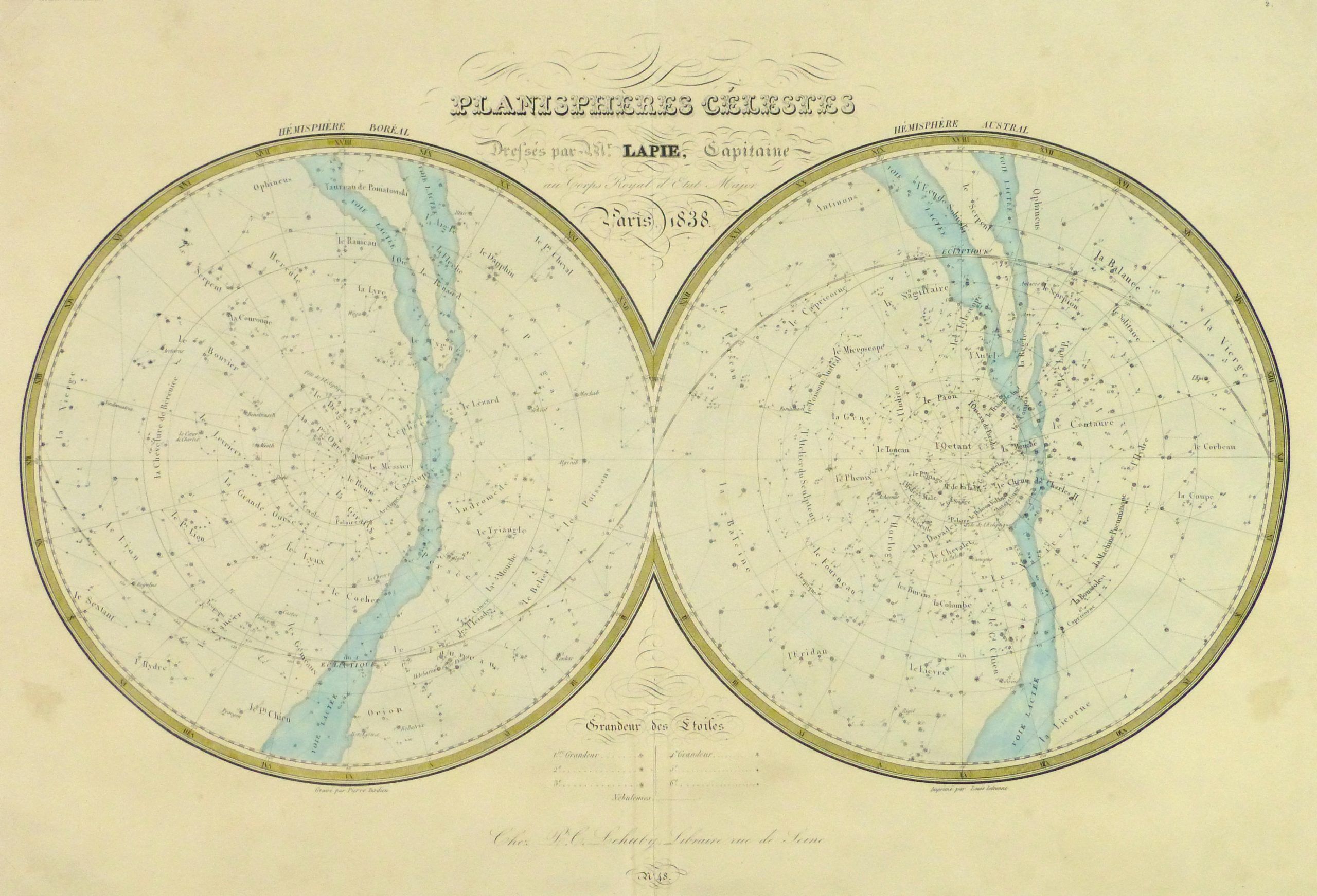 Celestial Planispheres Engraving, 1838-main-10371M Celestial Planispheres Engraving, 1838-main-10371M