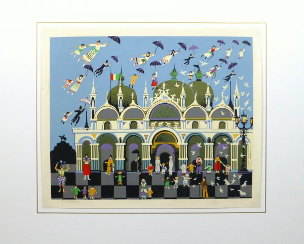 Lithograph - Venice Fantasy, Circa 1970-matted-10389M