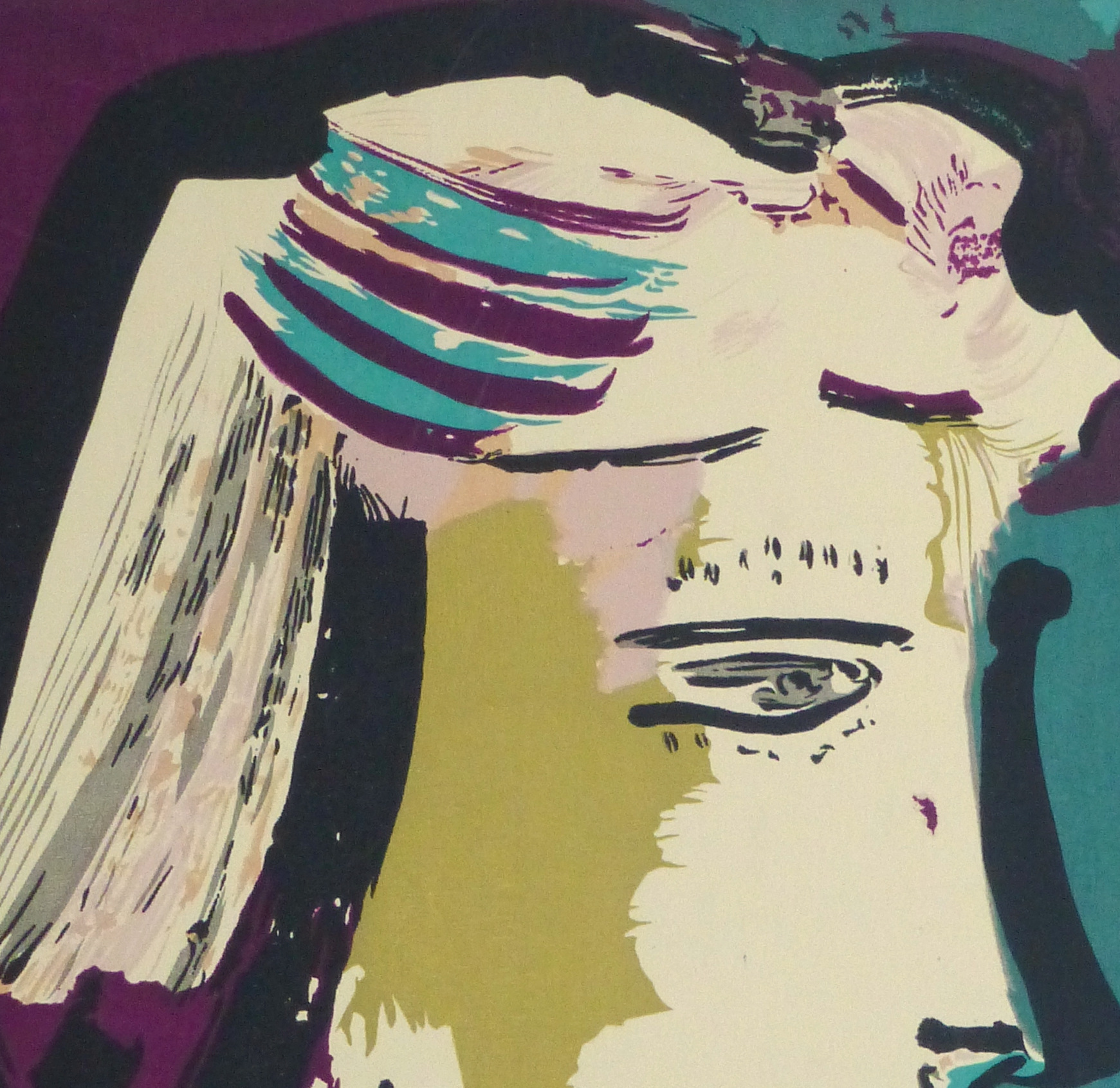 Abstract Portrait Lithograph, 1968-detail 2-10390M Abstract Portrait Lithograph, 1968-detail 2-10390M