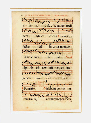 Late Renaissance Music Sheet, Circa 1750-matted-5709K Late Renaissance Music Sheet, Circa 1750-matted-5709K