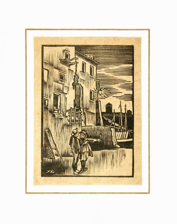 Port Woodblock, 1930-matted-6139K
