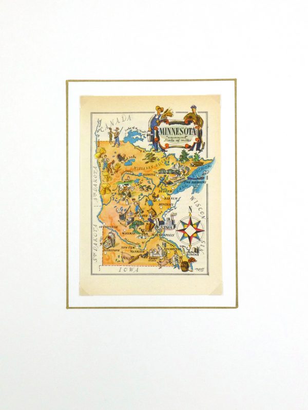 Minnesota Pictorial Map, 1946-matted-6230K