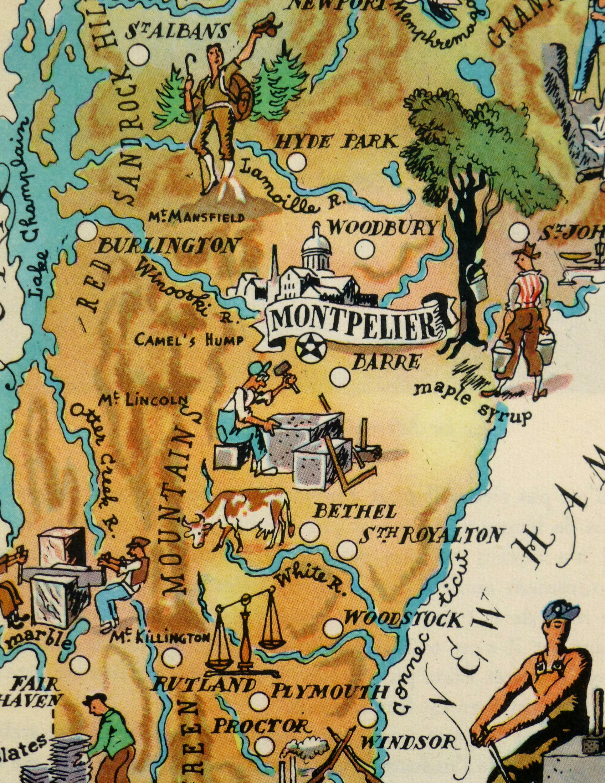 Vermont Pictorial Map, 1946-detail-6232K Vermont Pictorial Map, 1946-detail-6232K