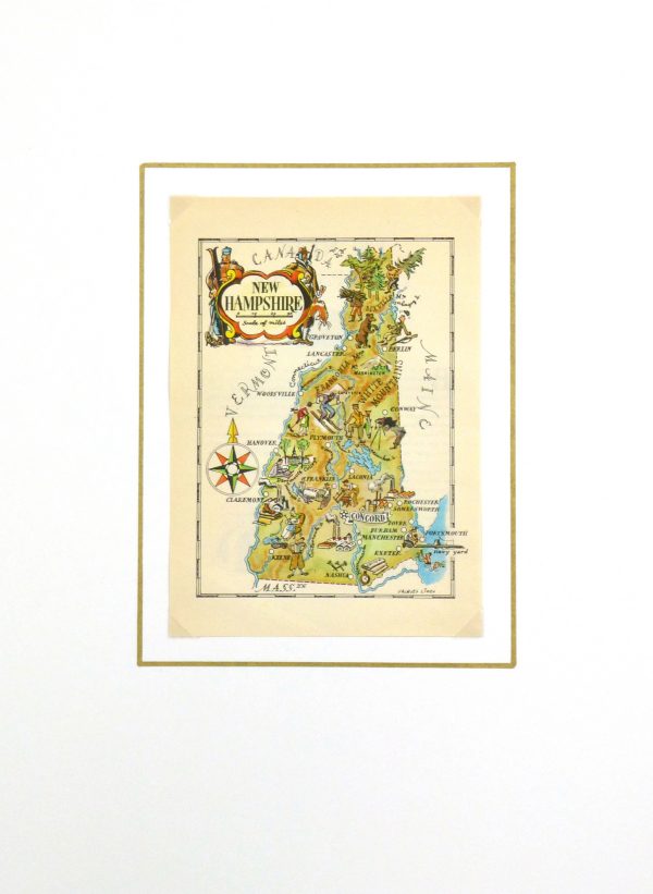 New Hampshire Pictorial Map, 1946-matted-6233K